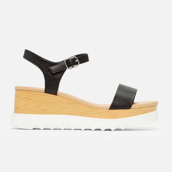 Shoedazzle Justfab Luna Platform Contrast Wedge Sandals - Picture 2 of 7